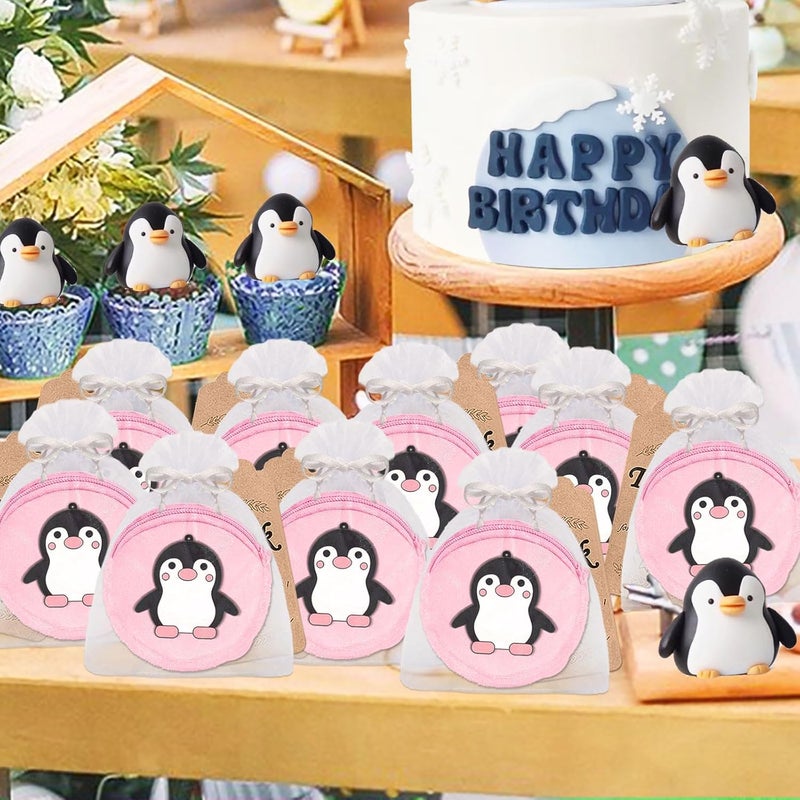 Elecrainbow 15 Pack Penguin Mini Coin Purses with Keyring for Penguin Winter Themed Party,Goodie Stuffer,Present for Friends,Guest Return Gift, Baby Shower,Birthday Party,Pink - Image 3